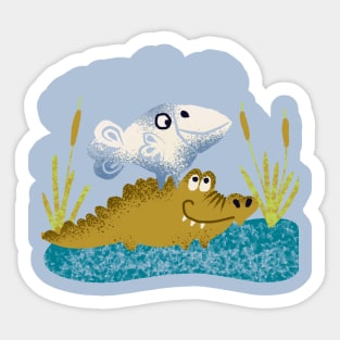 Friends crocodile and bird Sticker